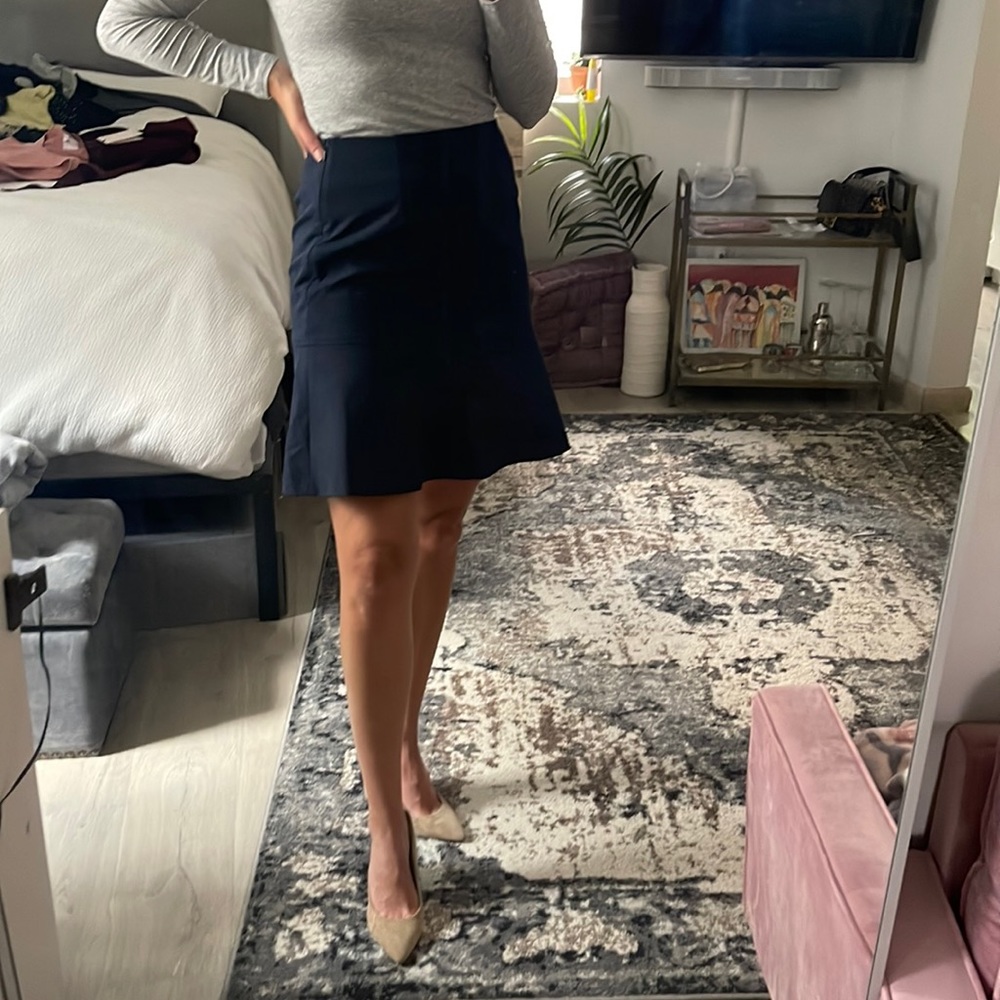 Brooks Brothers Navy Blue Peplum Pencil Skirt